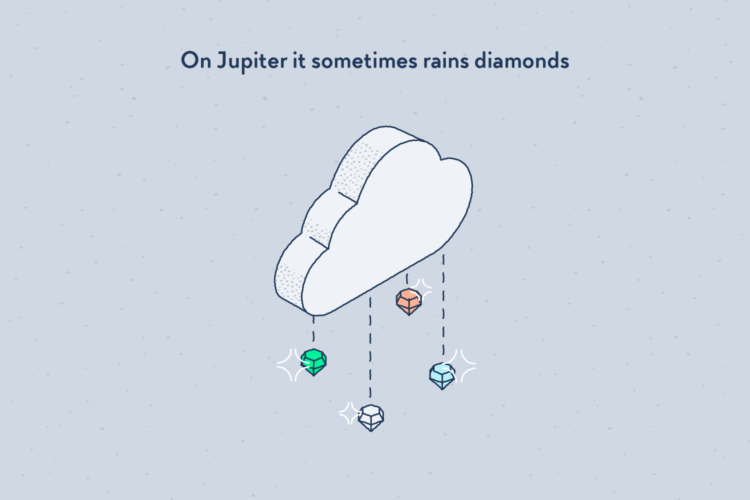 A cloud with a diamonds falling out of it.