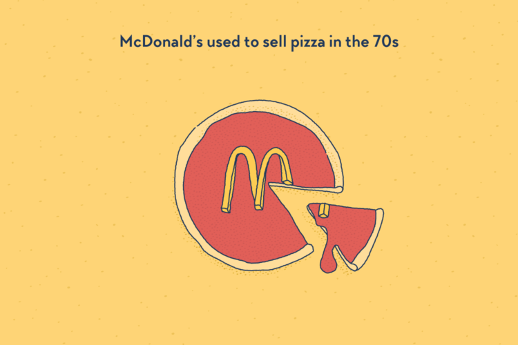 A pizza with McDonalds logo on it.