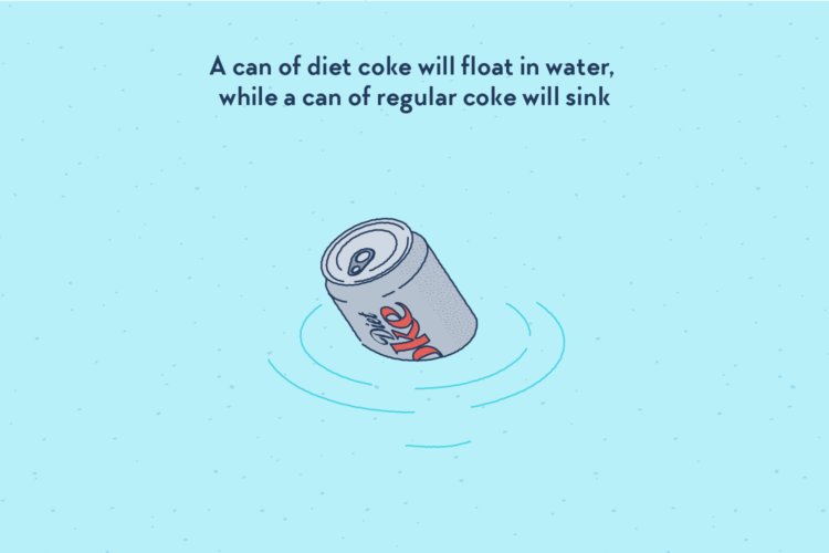 A can of diet Coca-Cola, floating in water