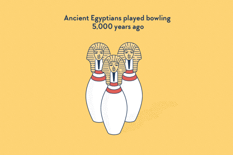 Three bowling pins featuring ancient pharaoh heads