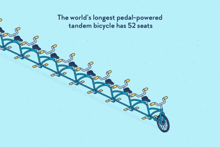 A very, very long tandem bicycle.
