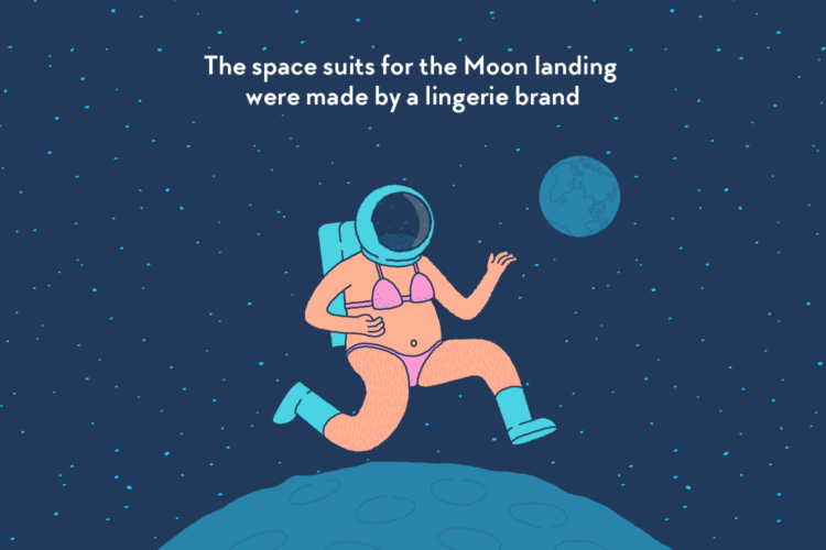 Neil Armstrong on the Moon, wearing only his helmet and fine lingerie.