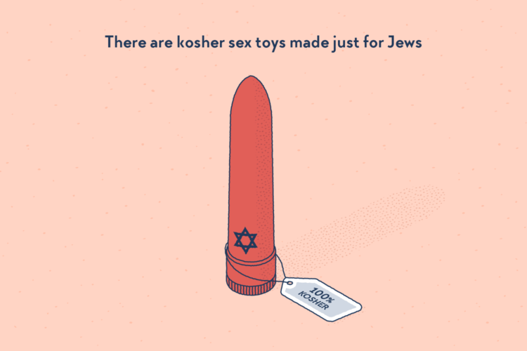 A vibrator, wearing a star of David and the label “100% kosher”