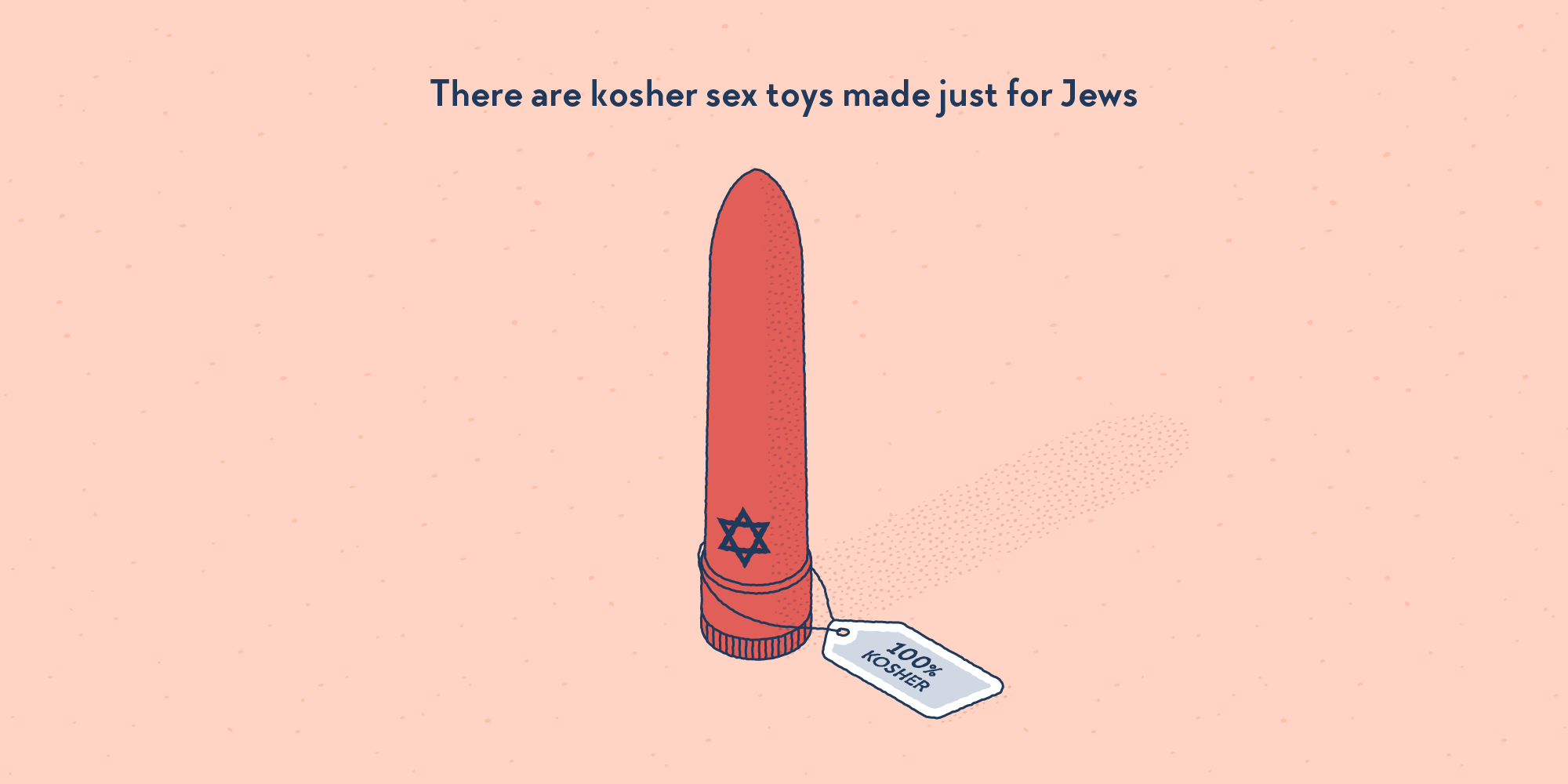 A vibrator, wearing a star of David and the label “100% kosher”