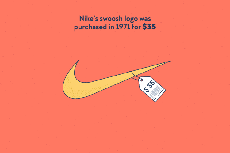 The swoosh from the Nike logo, with a $35 price tag hanging on it.