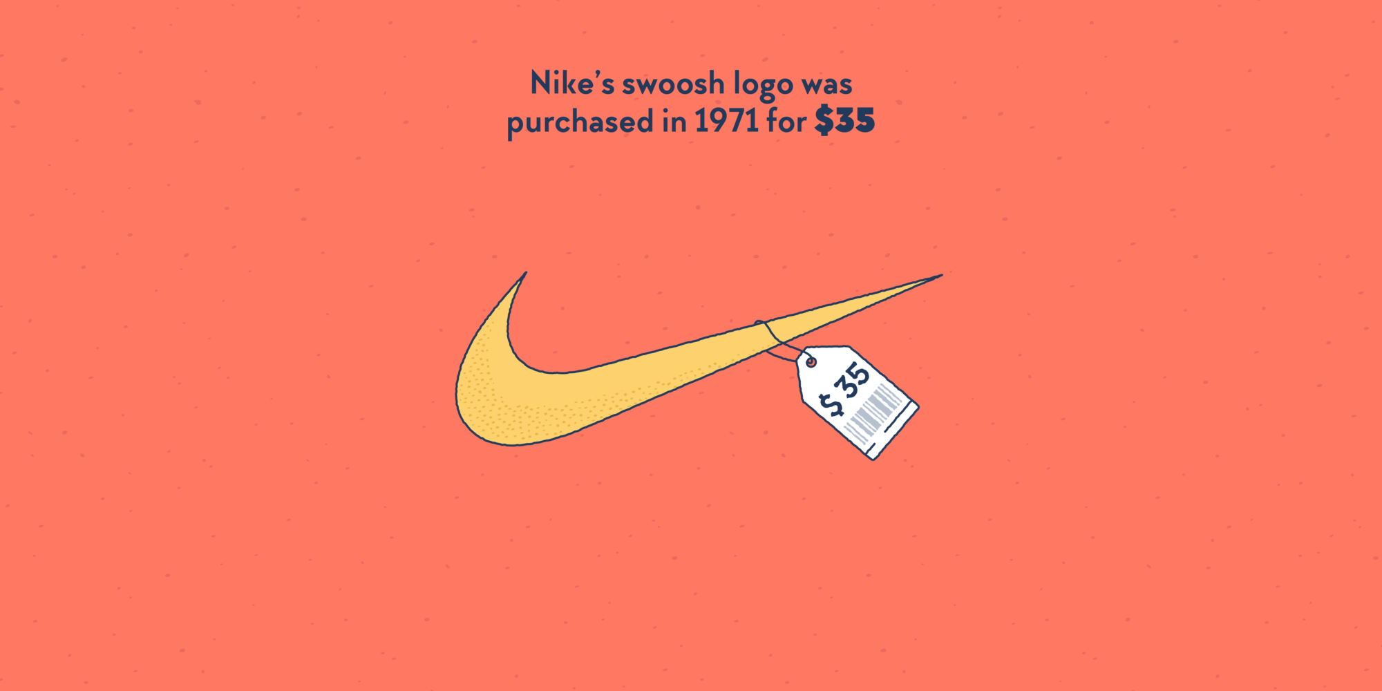 The swoosh from the Nike logo, with a $35 price tag hanging on it.
