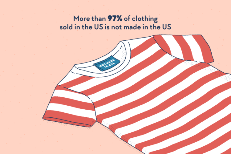 A red-white striped T-shirt, similar to the US flag. The label in the neck reads: “Not made in USA”.