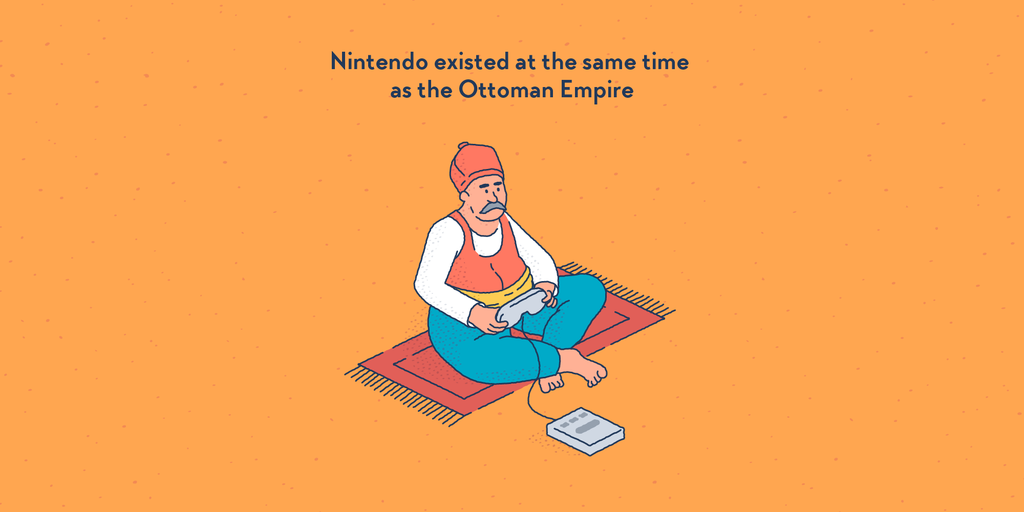 An Ottoman emperor sitting on a carpet and playing the Super Nintendo.