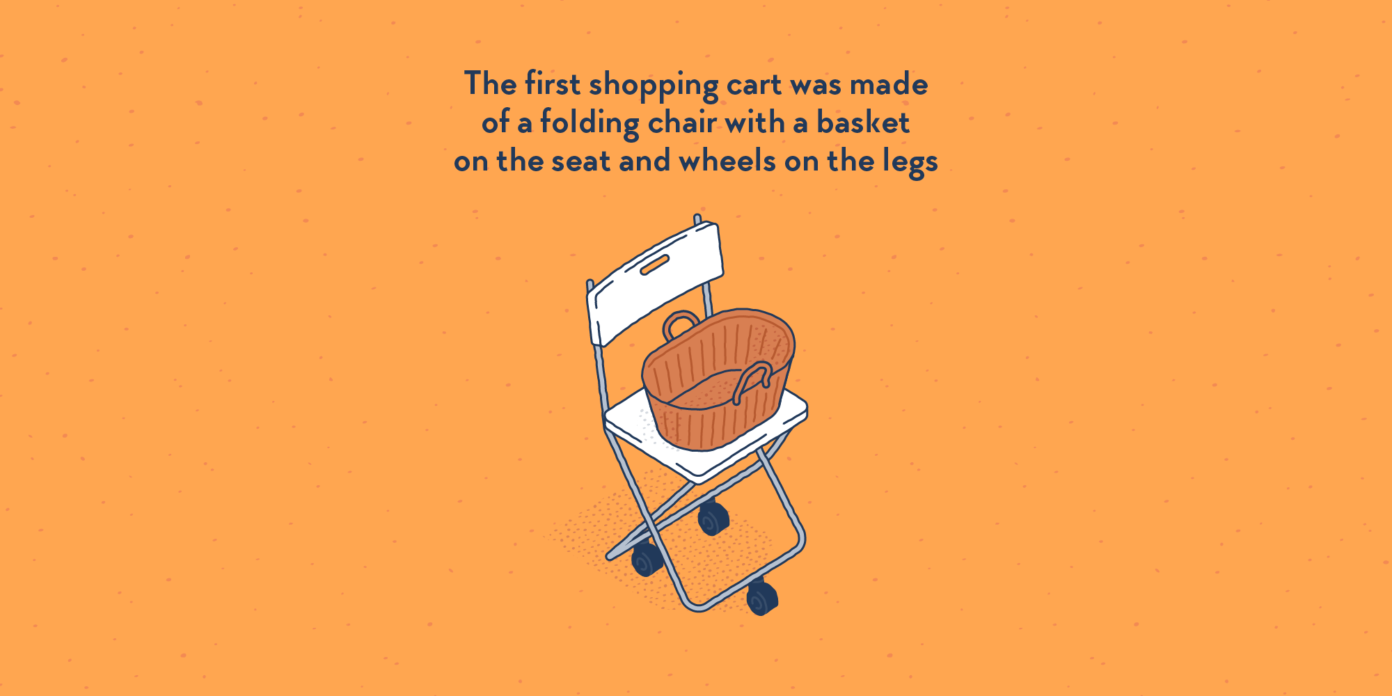 A simple IKEA plastic chair with a basket on it and some wheels.