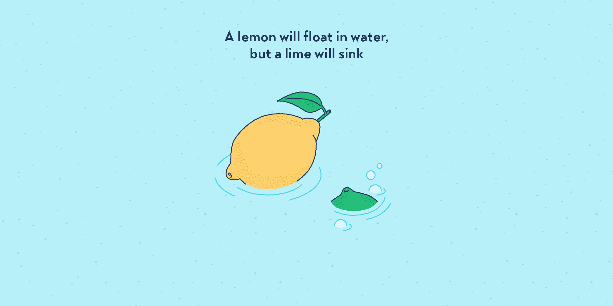 A lemon floating, a lime sinking.