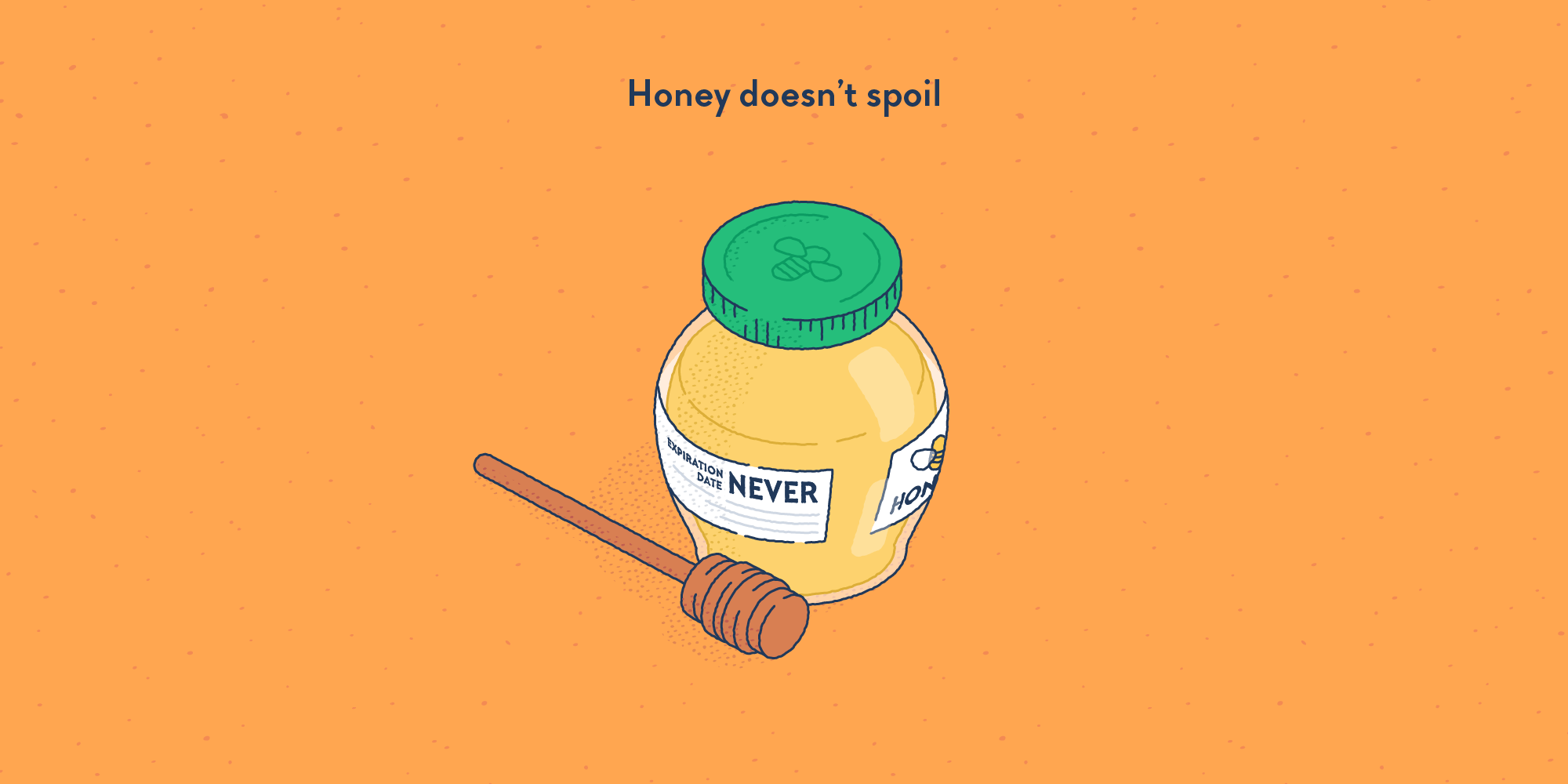 A jar of honey with the inscription: “Expiration date: NEVER”.