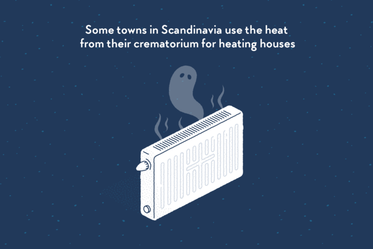 A home radiator emitting heat and a ghost.