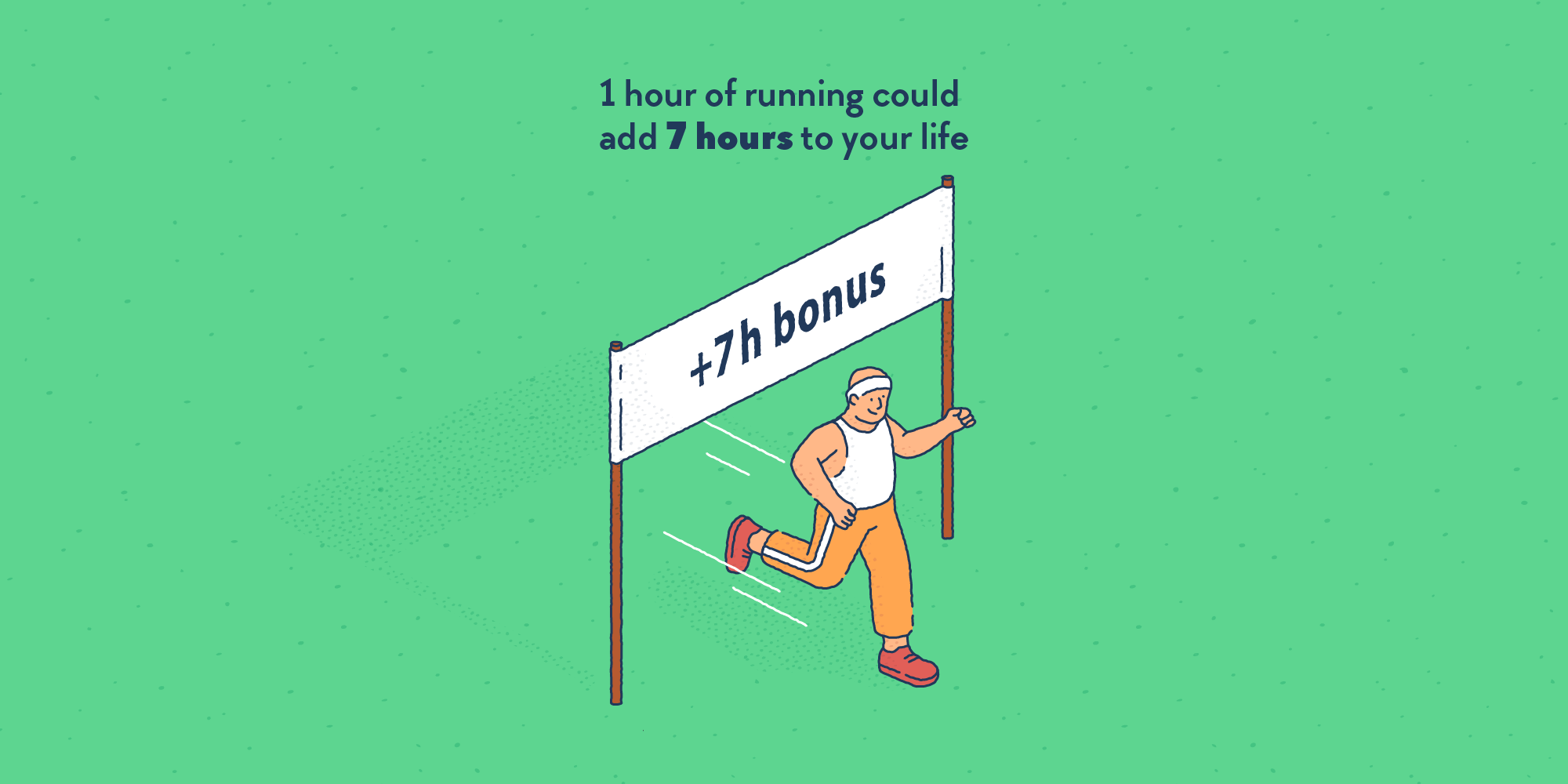 A runner crossing a banner reading: “+ 7 hours bonus”.