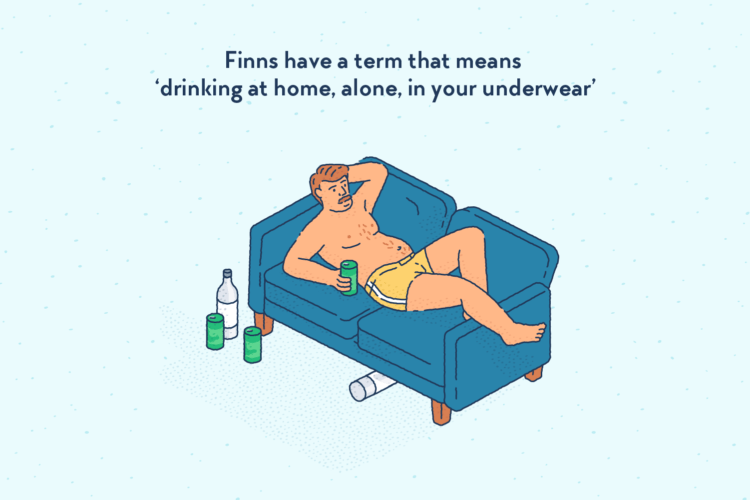 A man wearing only pants, slouching on the sofa drinking beers and vodka.
